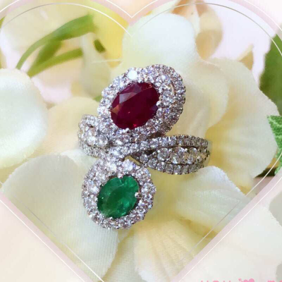 紅寶綠寶鑽石戒指